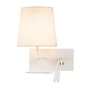 SLV LED Wandleuchte SOMNILA FLEX Indoor, E27, mit LED Spot 65lm, 3000K, weiß, inkl. USB Anschluss, Spot links