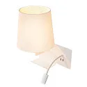 SLV LED Wandleuchte SOMNILA FLEX Indoor, E27, mit LED Spot 65lm, 3000K, weiß, inkl. USB Anschluss, Spot links