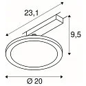 SLV 1-Phasen LED Strahler PANEL TRACK, Rund, Ø 20cm, 230V / 450mA, 18W 3000K 1800lm, CRi >90, Schwarz