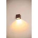 SLV LED Außenwandleuchte SITRA S WL SINGLE, IP44 IK05, 6.2W 3000/4000K (CCT Switch) 580/620lm 105°, rostfarben