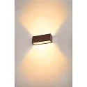 SLV LED Außenwandleuchte SITRA L, UP/DOWN, IP65 IK03, 24W 3000/4000K (CCT Switch) 2800lm 2x105°, rostfarben