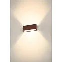 SLV LED Außenwandleuchte SITRA L, UP/DOWN, IP65 IK03, 24W 3000/4000K (CCT Switch) 2800lm 2x105°, rostfarben