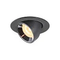 LED Ceiling recessed luminaire NUMINOS® GIMBLE XS, 3000K, 55°, black/chrome