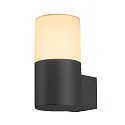 SLV Außenwandleuchte GRAFIT, IP44 IK02, E27, rund, anthrazit / Diffusor in Rauchglas-Optik, satiniert, Standard