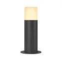 SLV Outdoor Stehleuchte GRAFIT, IP44, rund, E27, anthrazit / Diffusor in Rauchglas-Optik, satiniert, 30cm
