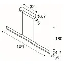 LED Pendelleuchte ONE LINEAR 100 PHASE UP/DOWN, 104cm,600mA, 24W 2700/3000K 1280lm, CRi >90, dimmbar, schwarz