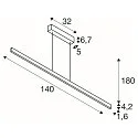 LED Pendelleuchte ONE LINEAR 140 PHASE UP/DOWN, 140cm, 900mA, 35W 2700/3000K 2855lm, CRi >90, dimmbar, schwarz