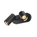 Wand- und Decken-Spotleiste ASTO TUBE DOUBLE, IP20, zylindrisch, 2-flammig, 2x GU10 max. 10W, schwarz