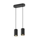 SLV Pendelleuchte ASTO TUBE, IP20, zylindrisch, 2-flammig, 2x GU10 max. 10W, schwarz