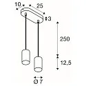 SLV Pendelleuchte ASTO TUBE, IP20, zylindrisch, 2-flammig, 2x GU10 max. 10W, schwarz
