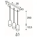 SLV Pendelleuchte ASTO TUBE, IP20, zylindrisch, 3-flammig, 3x GU10 max. 10W, weiß