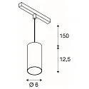 LED Niedervolt-Schienen-Pendelleuchte NUMINOS® S DALI, 48V, 16W 4000K 40°, DALI 2 dimmbar, matt weiß / innen glänzend chrom
