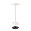 SLV LED Akku-Tischleuchte VINOLINA ONE, IP54, Ø 14cm Ringform, 2.5W 2700K 125lm, Touch-Dimmer + Ladestation, weiß