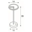 SLV LED Akku-Tischleuchte VINOLINA ONE, IP54, Ø 14cm Ringform, 2.5W 2700K 125lm, Touch-Dimmer + Ladestation, weiß