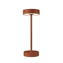 LED Akku-Tischleuchte VINOLINA 2-CCT, IP54, Ø 12cm, zylindrisch, 2.2W 2700/3000K 130lm, Touch-Dimmer + Ladestation, rost