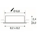SLV Deckeneinbauleuchte NEW TRIA® 68, quadratisch, GU10, max. 10W, IP20, aluminium