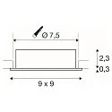 SLV Deckeneinbauleuchte NEW TRIA® 75, quadratisch, GU10, max. 10W, IP20, schwarz