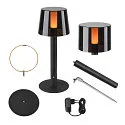 SLV Outdoor LED Akku-Leuchten Set TAHA, IP65 IK03, 5W 2700K 200lm, 3-stufig dimmbar, inkl. 2 Schirmen + Zubehör, schwarz
