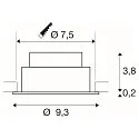 SLV LED Deckeneinbauleuchte NEW TRIA® 75, rund, 8,3W, CRI 90, IP20, dimmbar, 38°, 2700K, schwarz