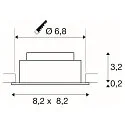 SLV LED Deckeneinbauleuchte NEW TRIA® UNIVERSAL 68, quadratisch, 8,6W, 2500/3000/4000K, CRI 90, IP20, dimmbar, 38°, weiß