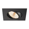 SLV LED Deckeneinbauleuchte NEW TRIA® UNIVERSAL 68, quadratisch, 8,6W, 2500/3000/4000K, CRI 90, IP20, dimmbar, 38°, schwarz