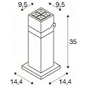 SLV Outdoor LED Sockelleuchte S-CUBE 35, IP65 IK04, 15W 2700/3000K (CCT Swich) 1000/1200lm 80°, dimmbar, neigbar, anthrazit