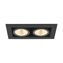 SLV ceiling recessed luminaire KADUX DOUBLE square IP20, black dimmable