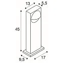 SLV Outdoor LED Stehleuchte LID I 45 SINGLE, IP65 IK07, 15W 2700/3000K (CCT Switch) 1050lm 100°, dimmbar, anthrazit