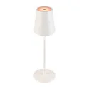 SLV LED Akku-Tischleuchte VINOLINA TWO, IP65, Ø 11cm, konisch, 2W 2200-3000K (CCT Switch) 190m, Touch-Dimmer + Ladestation, weiß