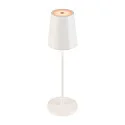 SLV LED Akku-Tischleuchte VINOLINA TWO, IP65, Ø 11cm, konisch, 2W 2200-3000K (CCT Switch) 190m, Touch-Dimmer + Ladestation, weiß