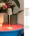 SLV LED Akku-Tischleuchte VINOLINA TWO, IP65, Ø 11cm, konisch, 2W 2200-3000K (CCT Switch) 190m, Touch-Dimmer + Ladestation, weiß