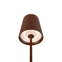 SLV LED Akku-Tischleuchte VINOLINA TWO, IP65, Ø 11cm, konisch, 2W 2200-3000K (CCT Switch) 190m, Touch-Dimmer + Ladestation, rost