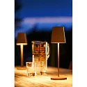 SLV LED Akku-Tischleuchte VINOLINA TWO, IP65, Ø 11cm, konisch, 2W 2200-3000K (CCT Switch) 190m, Touch-Dimmer + Ladestation, rost