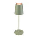 LED Akku-Tischleuchte VINOLINA TWO, IP65, Ø 11cm, konisch, 2W 2200-3000K (CCT Switch) 190m, Touch-Dimmer + Ladestation, grün