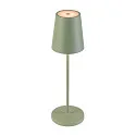LED Akku-Tischleuchte VINOLINA TWO, IP65, Ø 11cm, konisch, 2W 2200-3000K (CCT Switch) 190m, Touch-Dimmer + Ladestation, grün