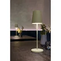 LED Akku-Tischleuchte VINOLINA TWO, IP65, Ø 11cm, konisch, 2W 2200-3000K (CCT Switch) 190m, Touch-Dimmer + Ladestation, grün