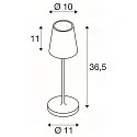 LED Akku-Tischleuchte VINOLINA TWO, IP65, Ø 11cm, konisch, 2W 2200-3000K (CCT Switch) 190m, Touch-Dimmer + Ladestation, grün