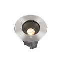 SLV LED Bodeneinbauleuchte DASAR® M, IP67 IK10, 6.5W 3000K 450lm 24°, DALI dimmbar, schwenkbar, befahrbar, Edelstahl, rund