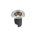 SLV LED Bodeneinbauleuchte DASAR® M, IP67 IK10, 6.5W 3000K 450lm 24°, DALI dimmbar, schwenkbar, befahrbar, Edelstahl, rund