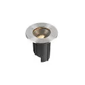 SLV LED Bodeneinbauleuchte DASAR® M, IP67 IK10, 6.5W 3000K 450lm 24°, DALI dimmbar, schwenkbar, befahrbar, Edelstahl, rund