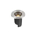 SLV LED Bodeneinbauleuchte DASAR® M, IP67 IK10, 6.5W 3000K 450lm 24°, DALI dimmbar, schwenkbar, befahrbar, Edelstahl, rund
