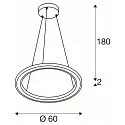 SLV LED Pendelleuchte ONE FLAT PD SINGLE PHASE, Ø 60cm, 23W 2700/3000K (CCT Switch), CRi >90, dimmbar, messing
