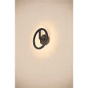SLV LED Outdoor Wandleuchte Q-RING, IP54 IK06, indirekt, mit Sensor, 10W 3000K 950lm, schaltbar, seeluft-beständig, schwarz