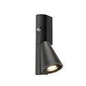 SLV Outdoor Wandaufbauleuchte T-TUBE SINGLE, GU10, mit Sensor, IP44, IK06, dimmbar, schwarz
