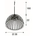 SLV Pendelleuchte WUD, halbrund, E27, offenes Kabelende, Laubholz natur/schwarz