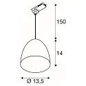 SLV 3-phase pendant luminaire PARA CONE 14 GU10 IP20, white, lacquered dimmable