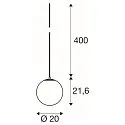pendant luminaire SUN 20 with open cable, ball shaped E27 IP20