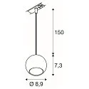 SLV 1-Phasern Pendelleuchte LIGHT EYE® 90, GU10 max. 6W, matt schwarz