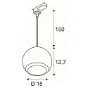 3-Phasen Pendelleuchte LIGHT EYE® 150, Ø 15cm, GU10 QPAR111 max. 13W, Stahl, inkl. Adapter, matt weiß