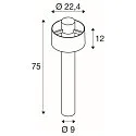 SLV Outdoor Stehleuchte PHOTONI CYL POLE 75, IP65 IK08, 75cm, zylindrisch, E27, Aluminium, seeluft-beständig, schwarz matt